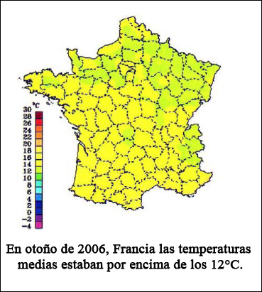en oto&ntilde;o en francia la temperatura media fue superior a 12&ordm;c