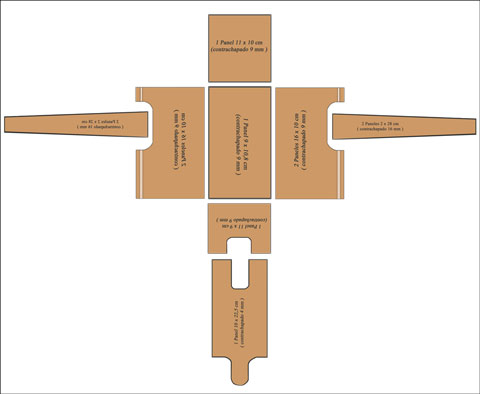 plano de figuras para construir caja de paloma